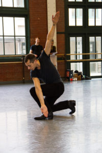 Kansas City Ballet Dancer Michael Davis rehearsing The Man In Black. Choreography by James Kudelka. Photography: Elizabeth Stehling.