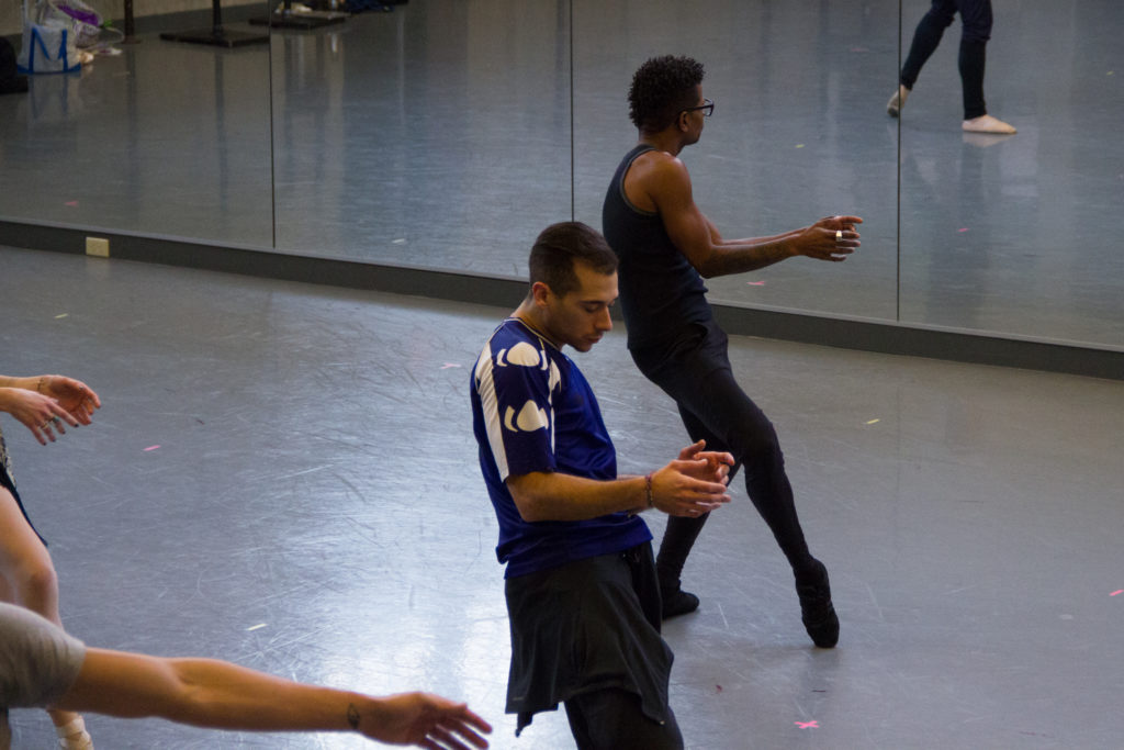 New Moves Rehearsals. Kansas City Ballet Dancer Michael Davis with Choreographer Abdur-Rahim Jackson. Photography by Elizabeth Stehling