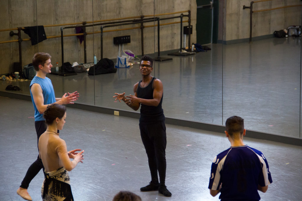 New Moves Rehearsals. Kansas City Ballet Dancers with Choreographer Abdur-Rahim Jackson. Photography by Elizabeth Stehling