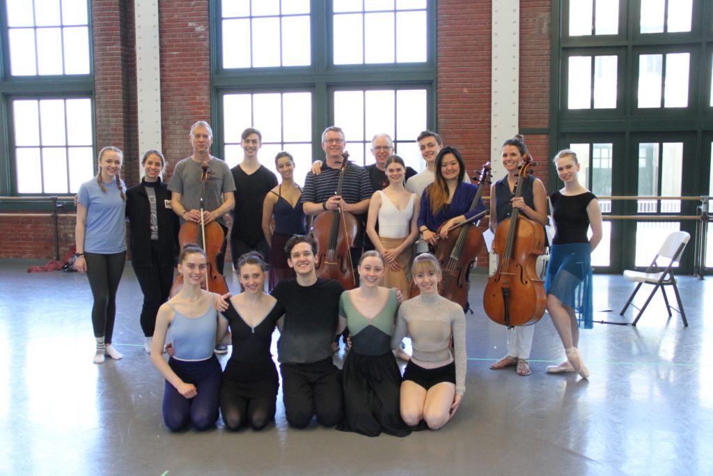 KC Ballet's Second Company and Artistic Director Devon Carney along with KC Symphony musicians after a rehearsal. | Photography by Elizabeth Stehling.